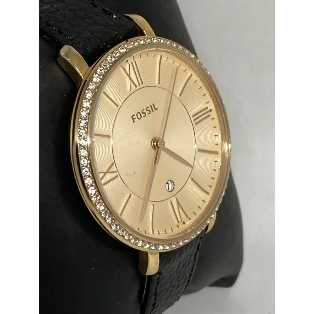 Fossil ES3546 Women's Black Leather Analog Dial Quartz Genuine Watch QB482